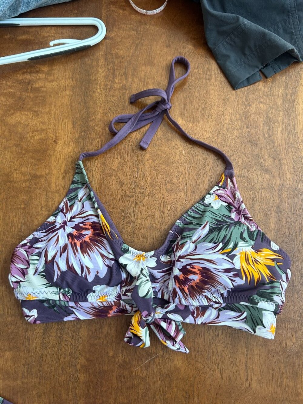 Purple floral bikini top